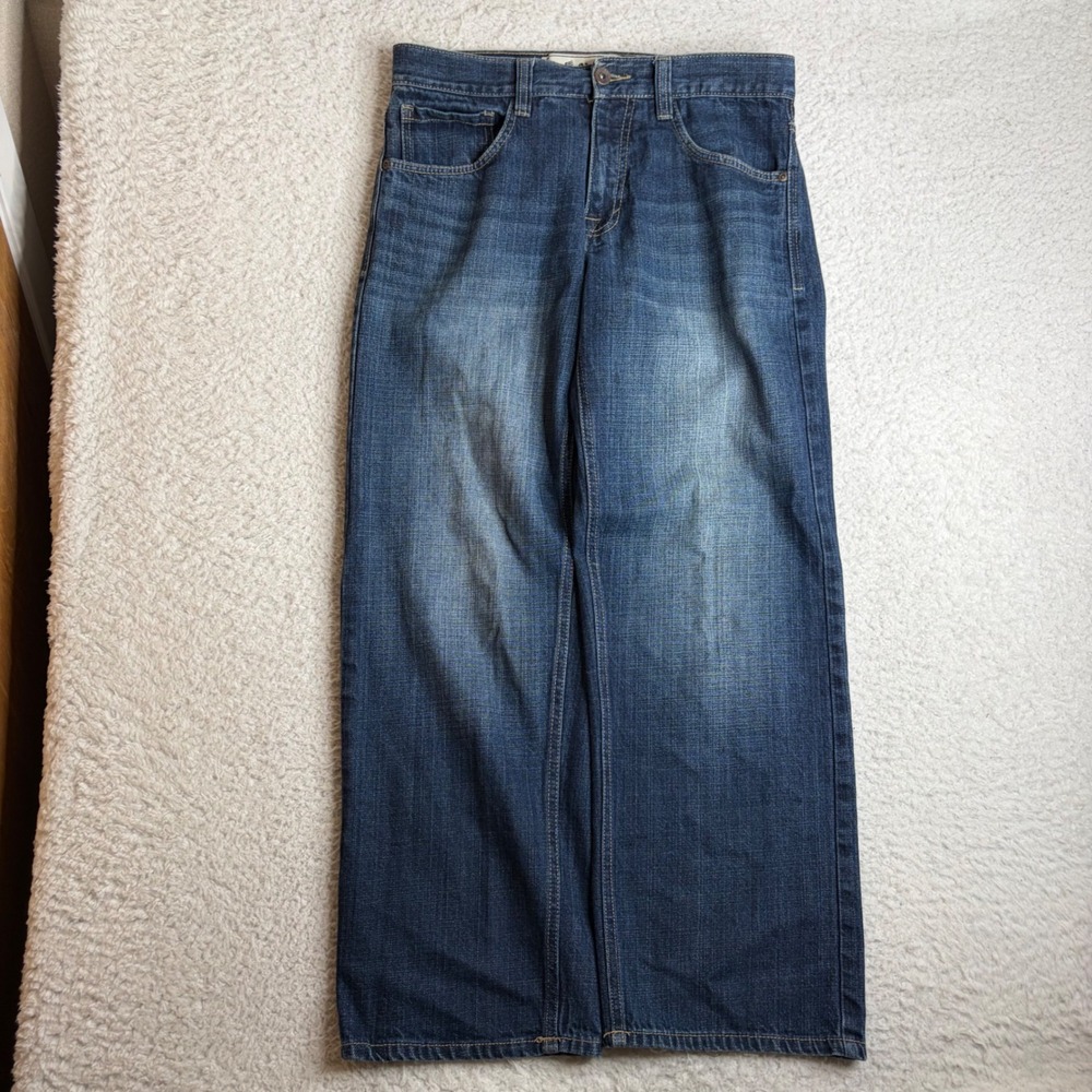 Avirex Mens Baggy Wide Leg Jeans 32x32 (29) Medium Wash Y2K Streetwear